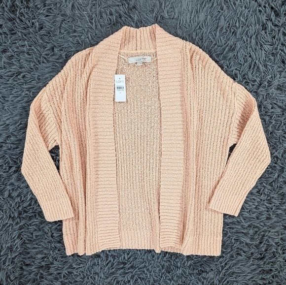 NWT Loft Sweater Women's Medium Peach Cardigan Knit - Picture 1 of 6